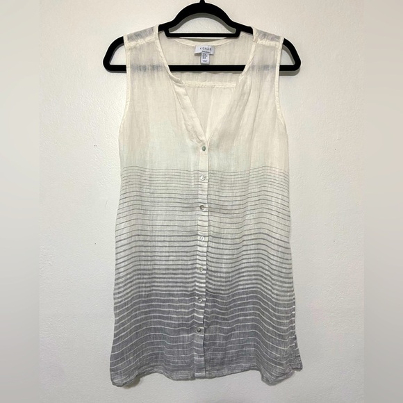 Kenar women's medium 100% linen ombre sleeveless button down EUC - Picture 1 of 6